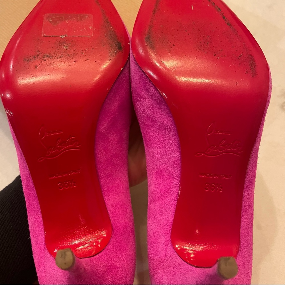 Christian Louboutin 🩷 Clare 80 Suede Pointed Toe Pump in Diva Hot Pink Size 36.5 - Picture 8 of 10